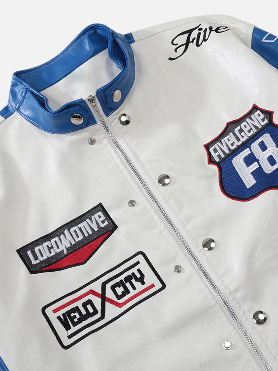 1984 Motorcycle PU Leather Stitching Racing Jacket -1370 SP220807RT1U
