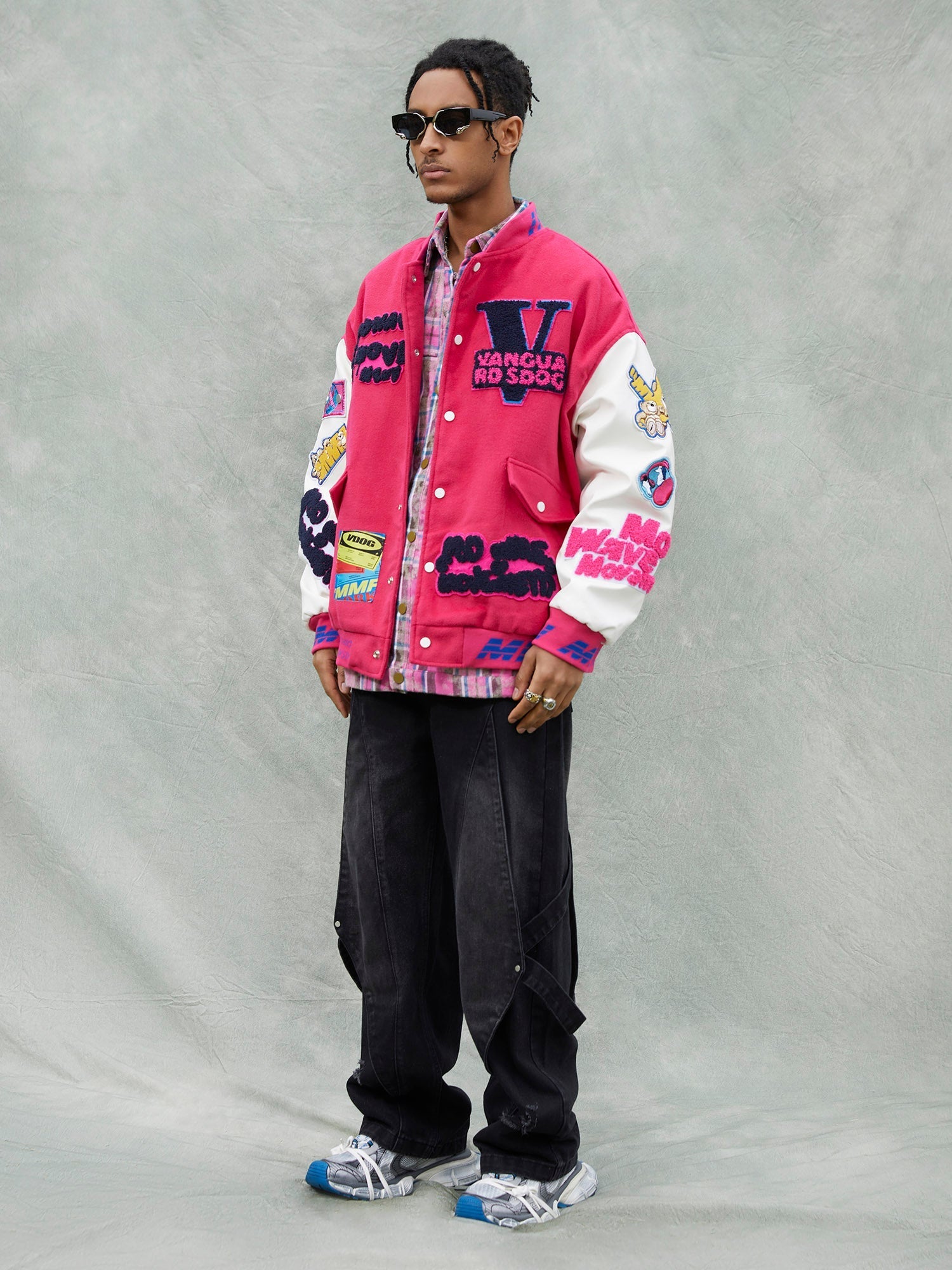 1984 Pink Terry Patch Embroidered Hip Hop Baseball Jersey - 1965 SP240220H7A6