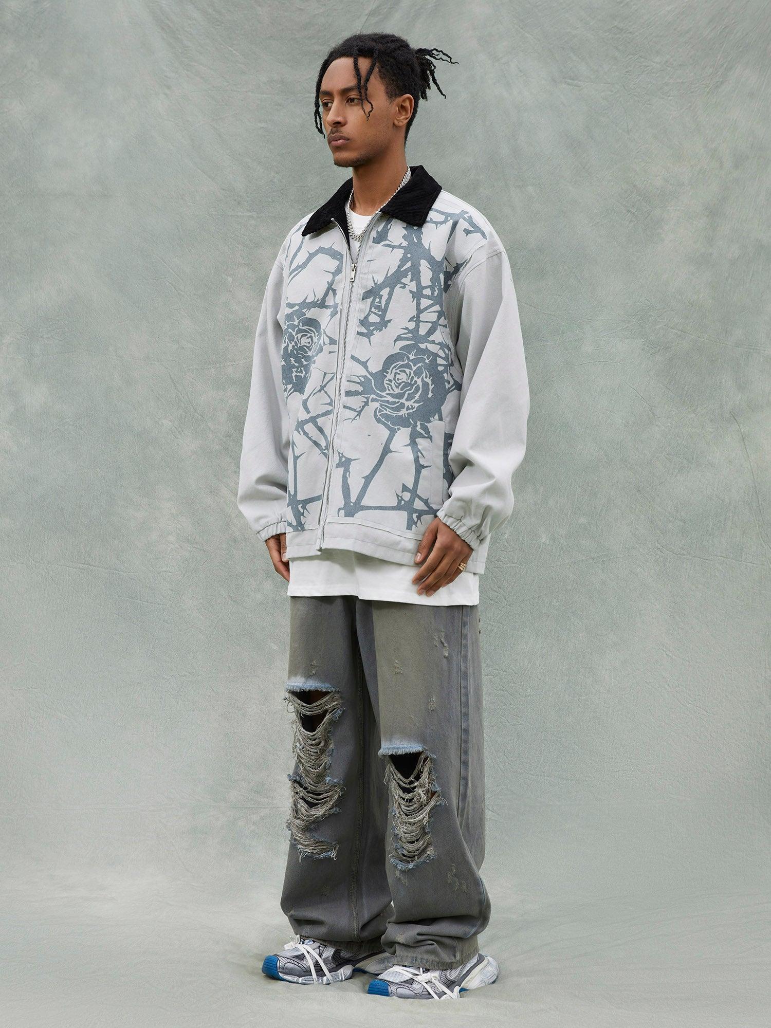 1984 American Trendy Brand Thorn Rose Retro Baseball Jacket - 1984brand