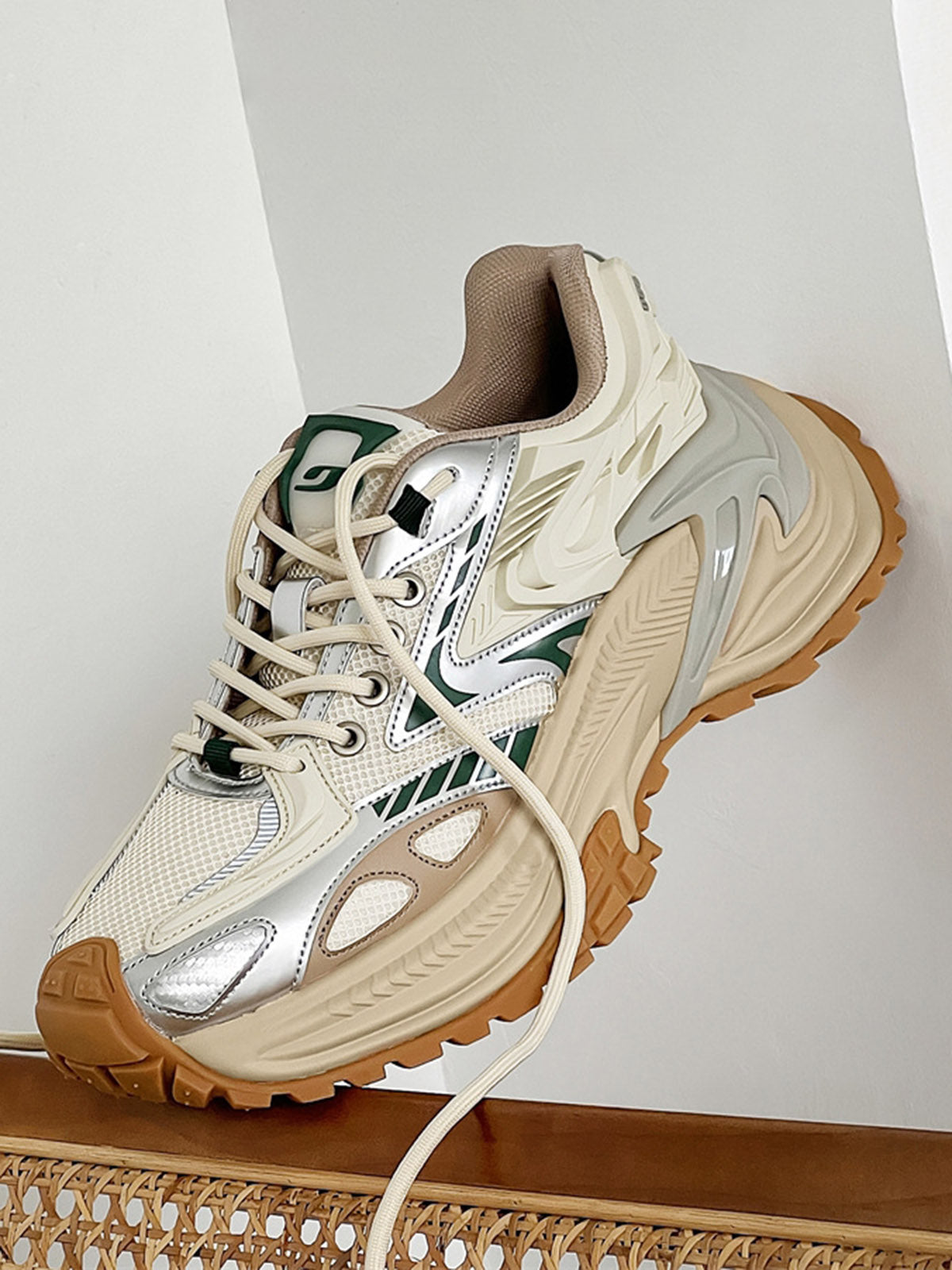 Sneakerhill Mesh Contrast Color Platform Sneakers - 1984