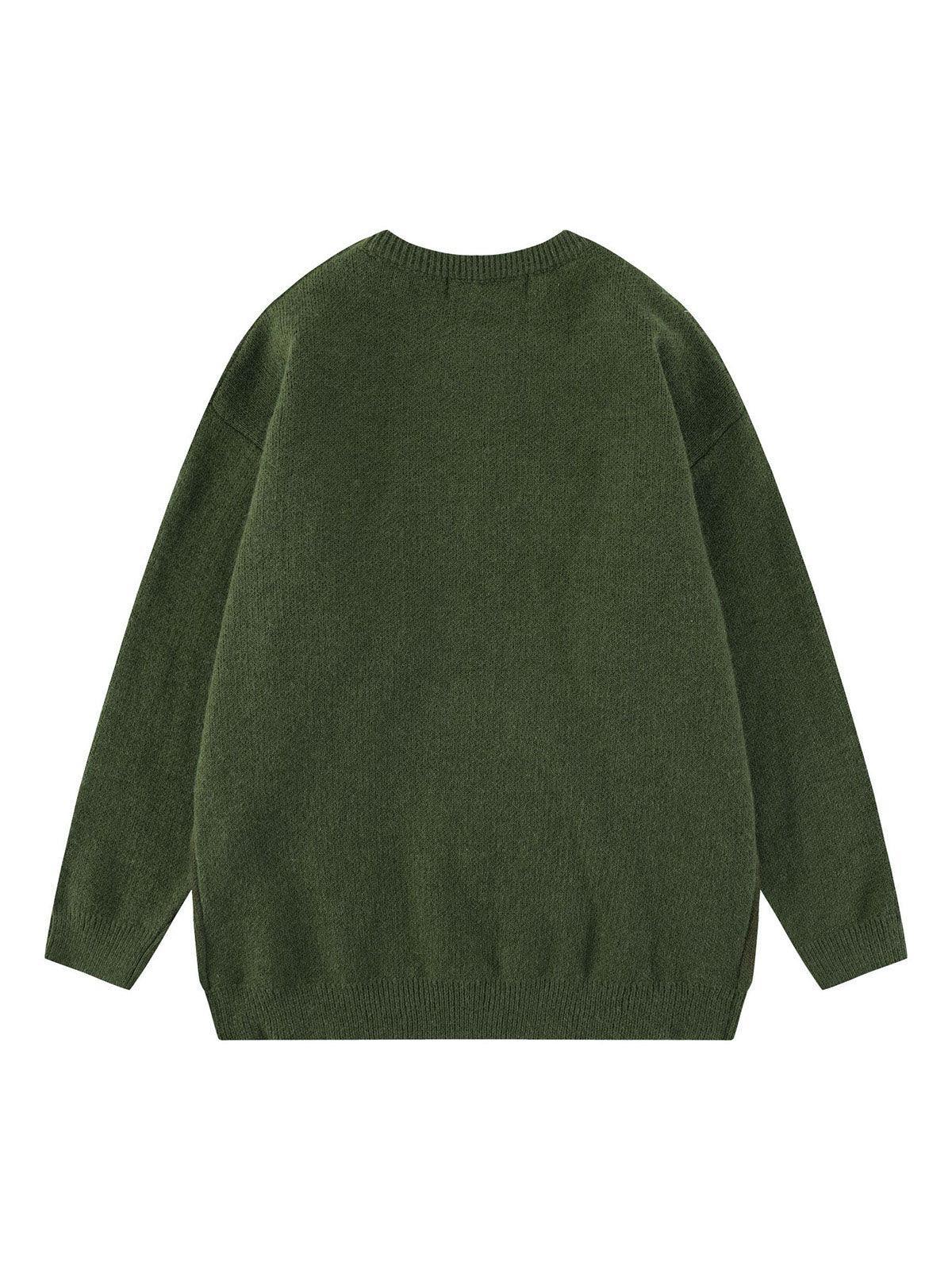 1984 Retro Letters Jacquard Crew Neck Sweater SP240919UL93