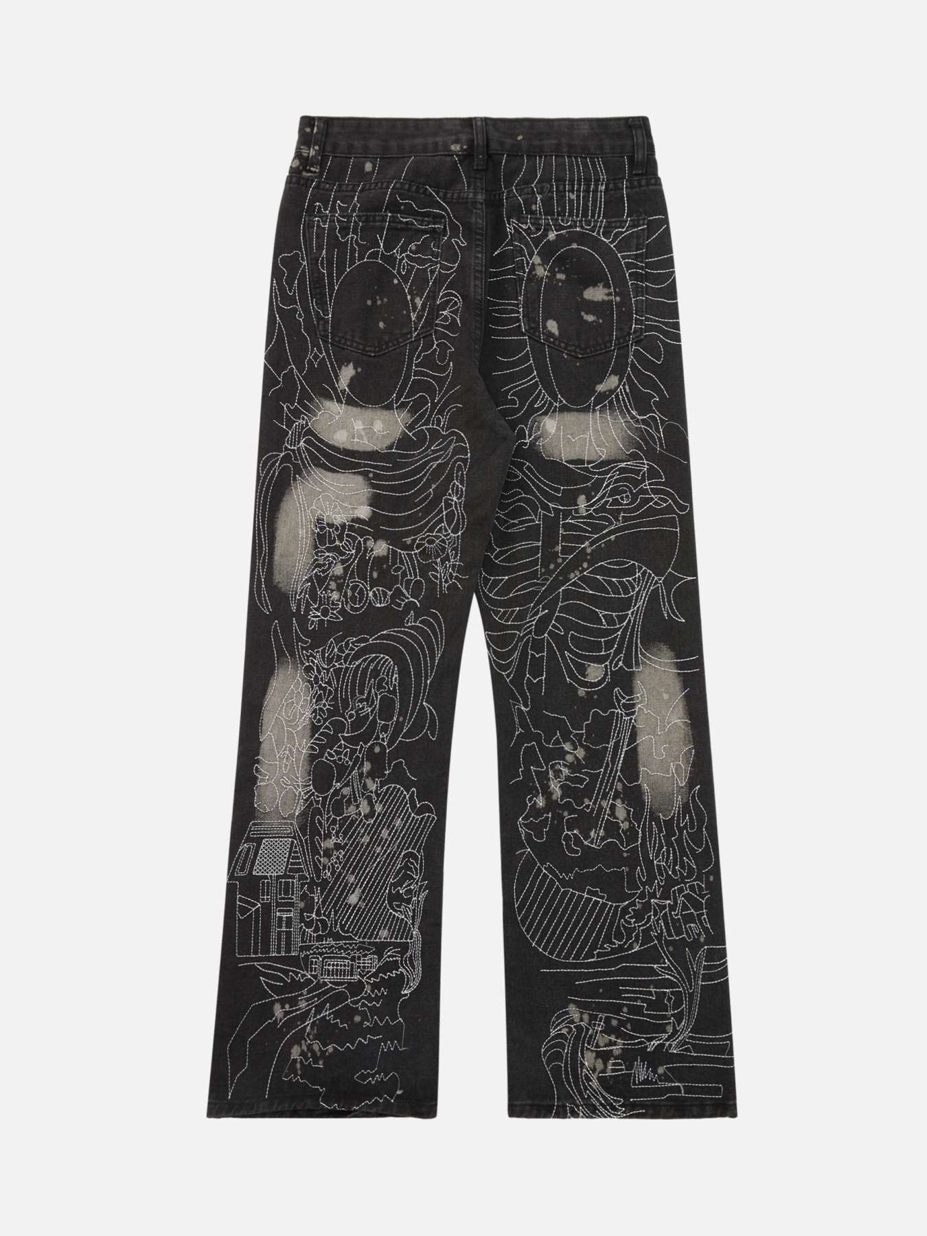 1984 Topstitched White Straight-leg Jeans SP231118RKEM
