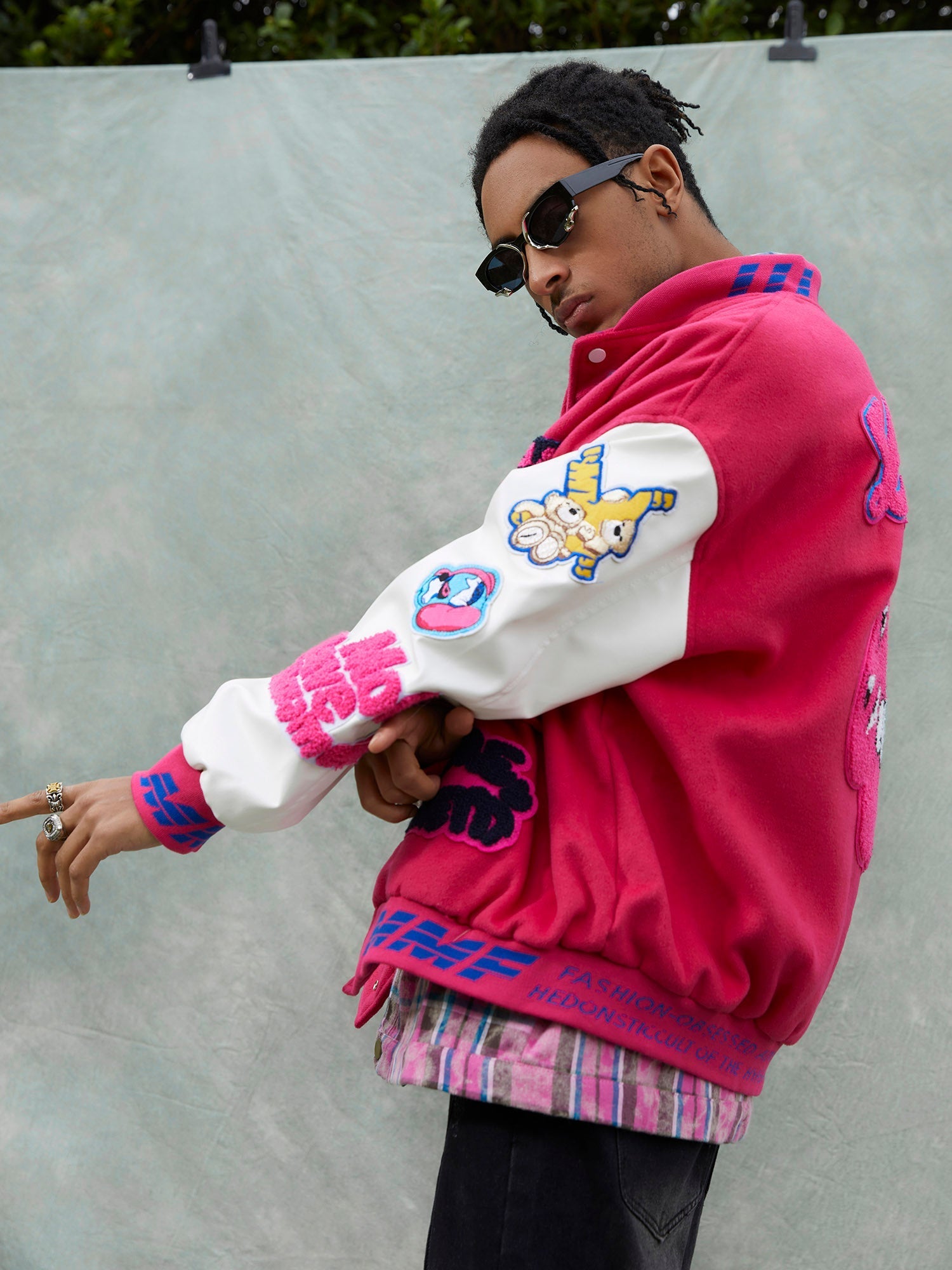 1984 Pink Terry Patch Embroidered Hip Hop Baseball Jersey - 1965 SP240220H7A6