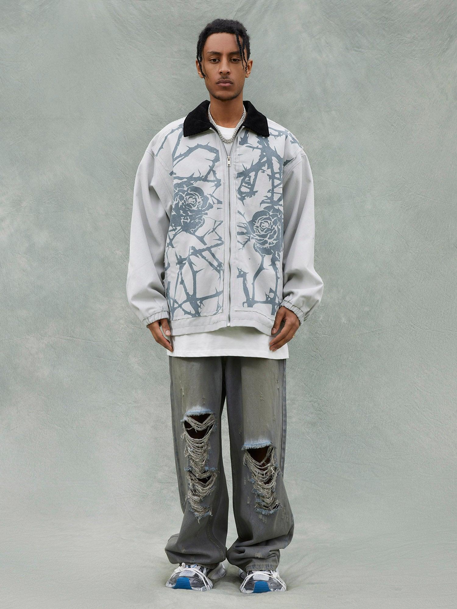 1984 American Trendy Brand Thorn Rose Retro Baseball Jacket - 1984brand