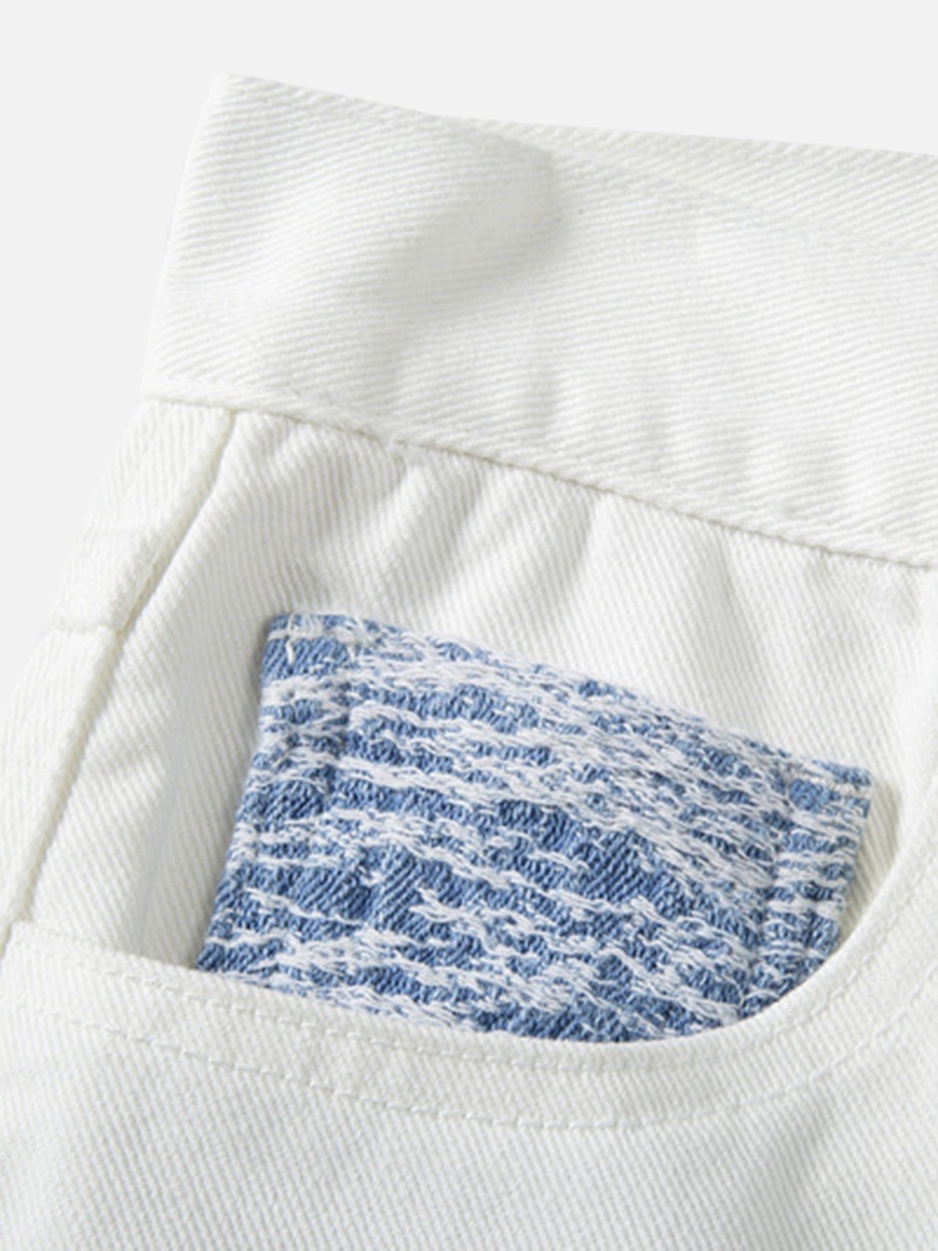 1984 Color-blocking Ripped Straight-leg Jeans SP230410SVI5