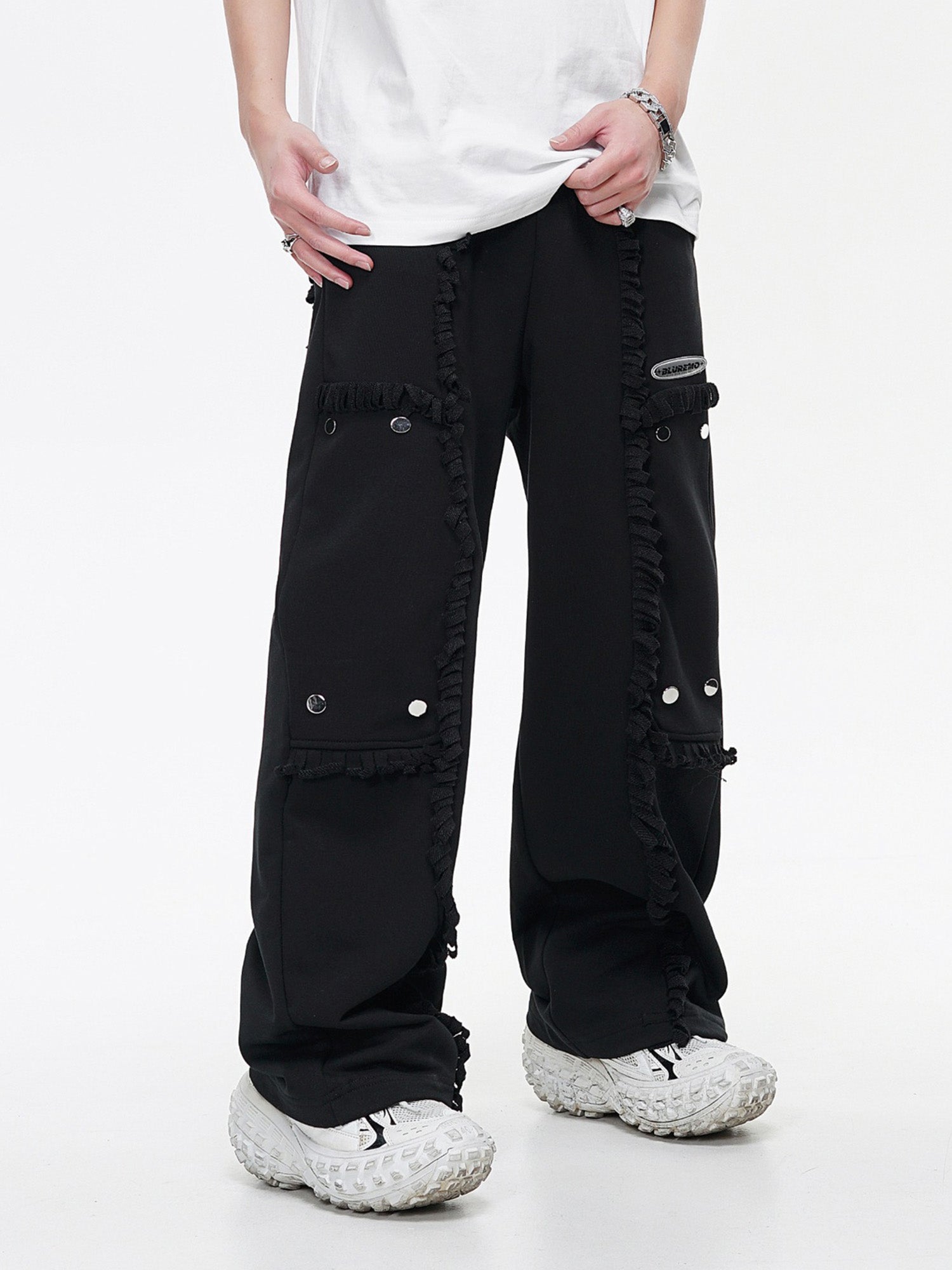1984 High Street Ripped Seams And Cut-out Ripped Casual Pants SP240426D7S4