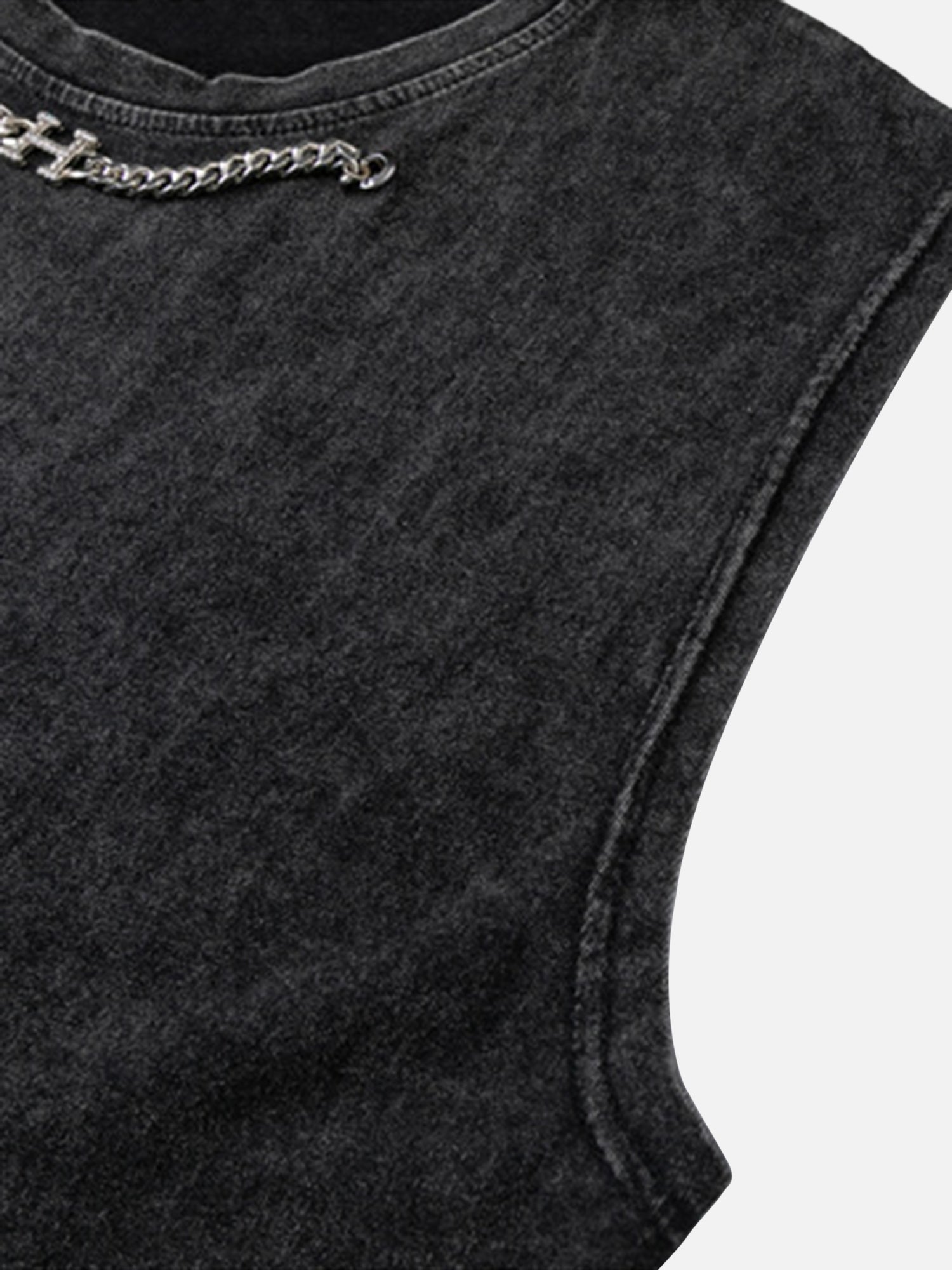 1984 Metallic Embellished Phantom Lettering Vintage Distressed Washed Vest SP240312Q2A9