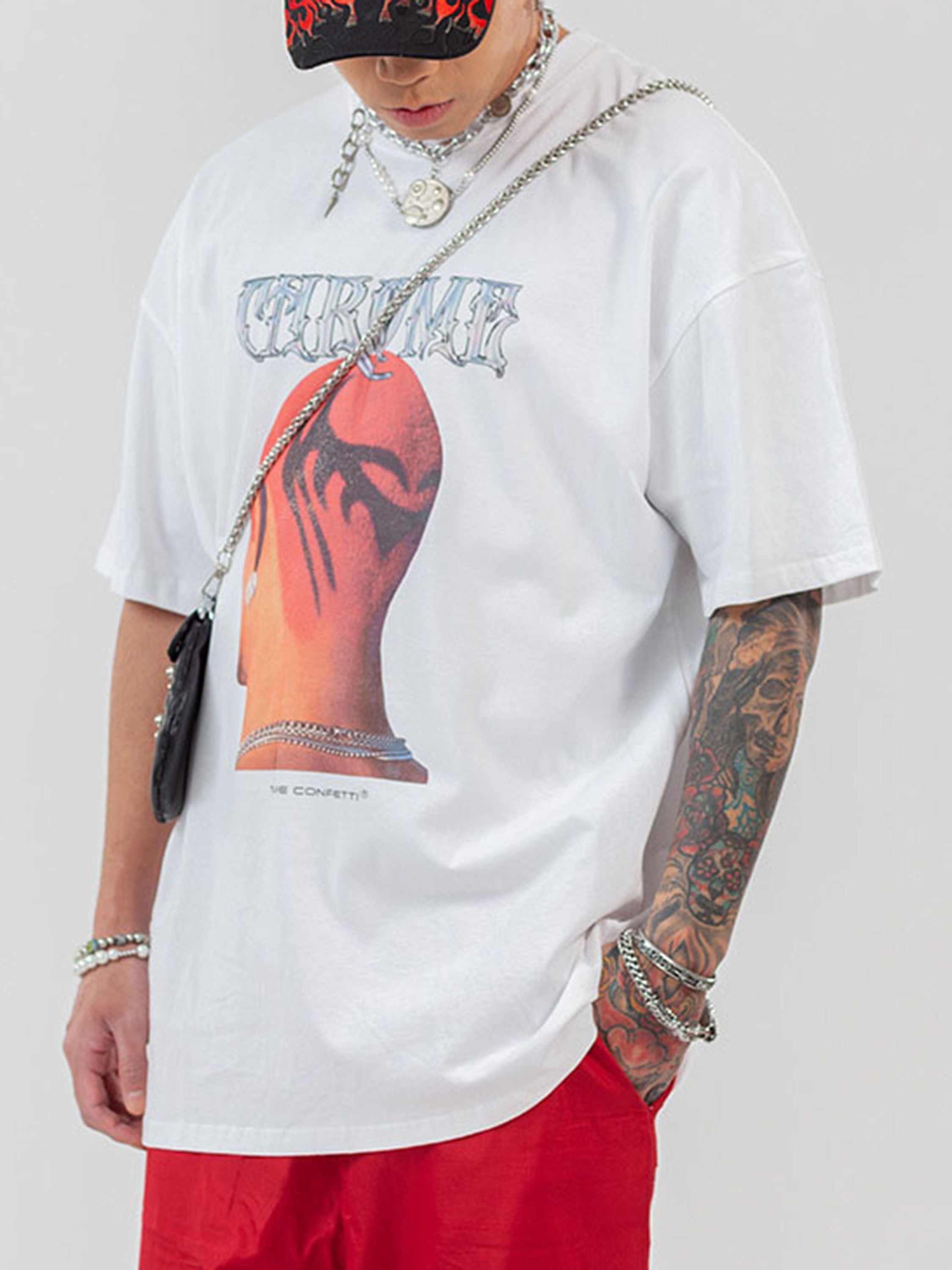 1984 Head Print Hip Hop T-shirt - 1564 SP220818Y0V8