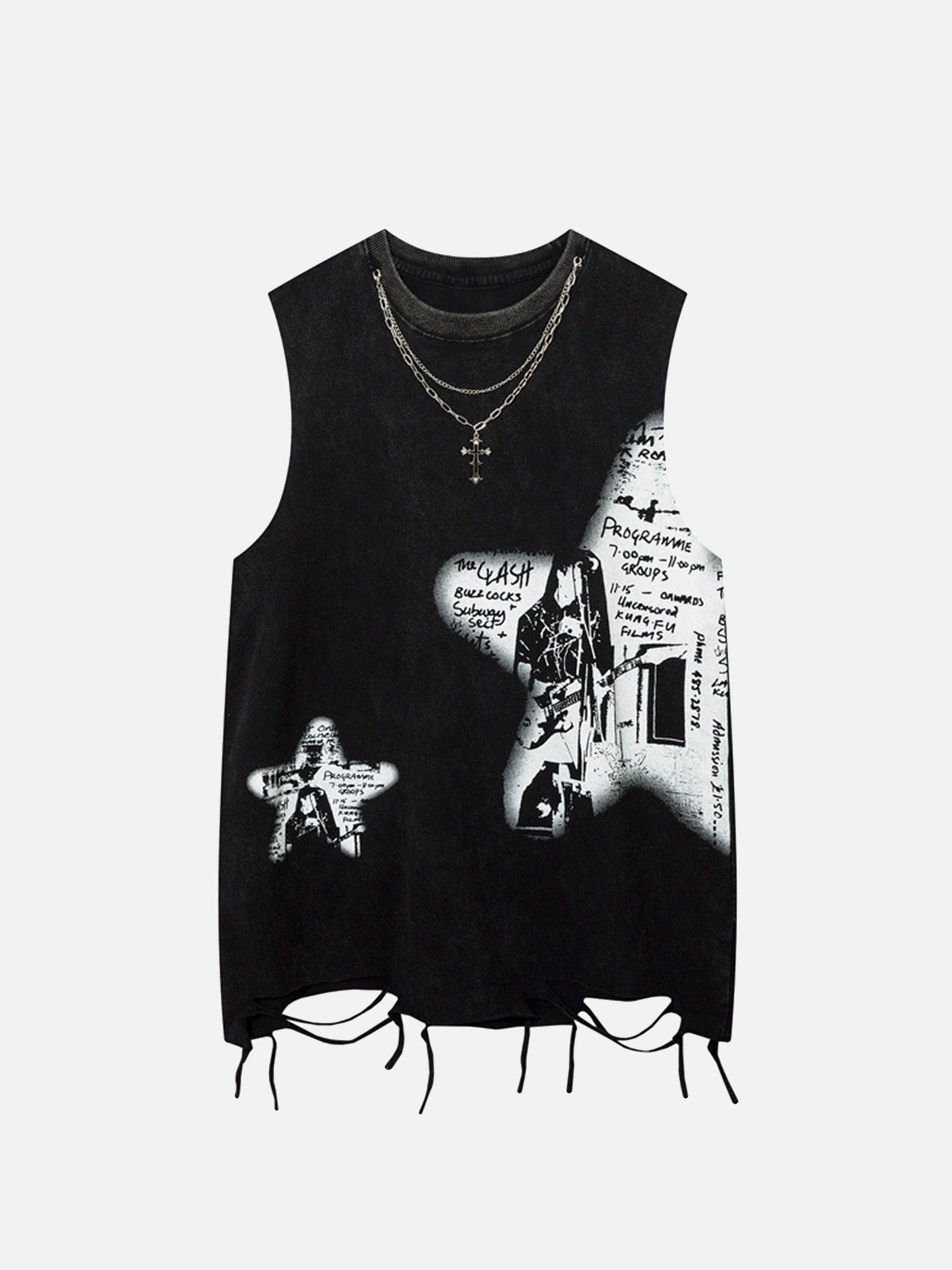 1984 Vintage Necklace Star Print Sleeveless Hip-hop Tank Top SP240312VPJM
