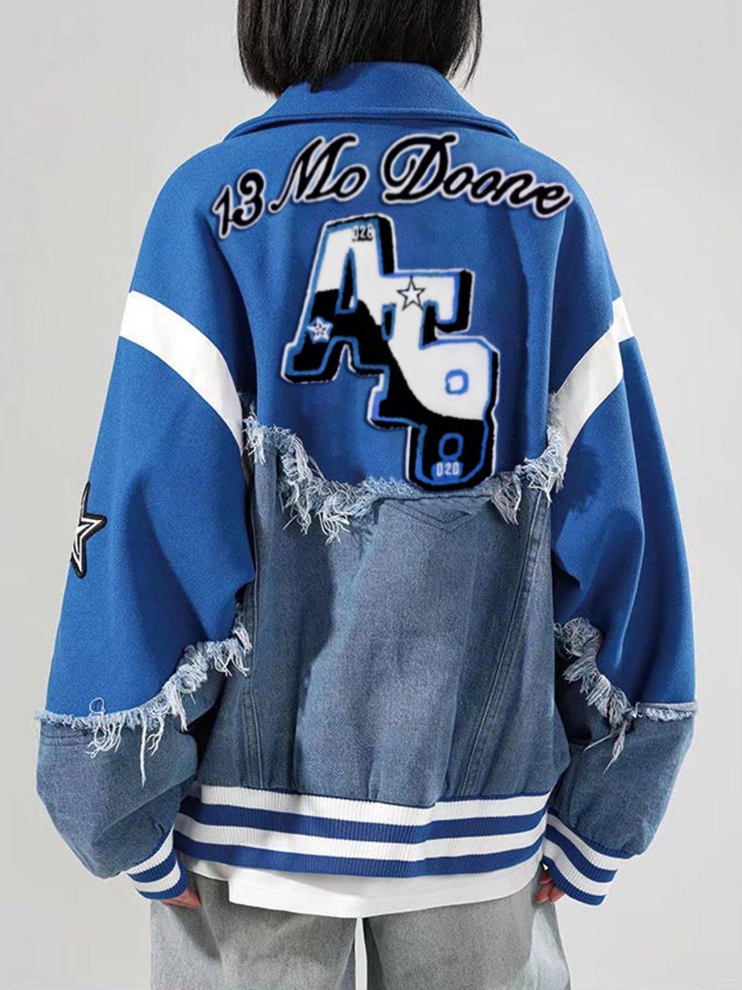 1984 High Street Denim Fabric Splicing Baseball Jacket -1445 SP221110E3WS