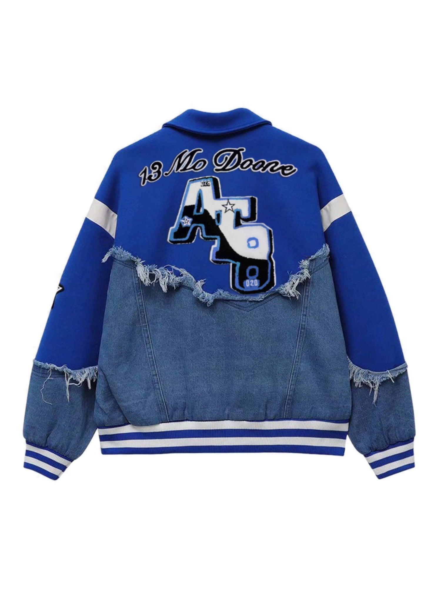 1984 High Street Denim Fabric Splicing Baseball Jacket -1445 SP221110E3WS