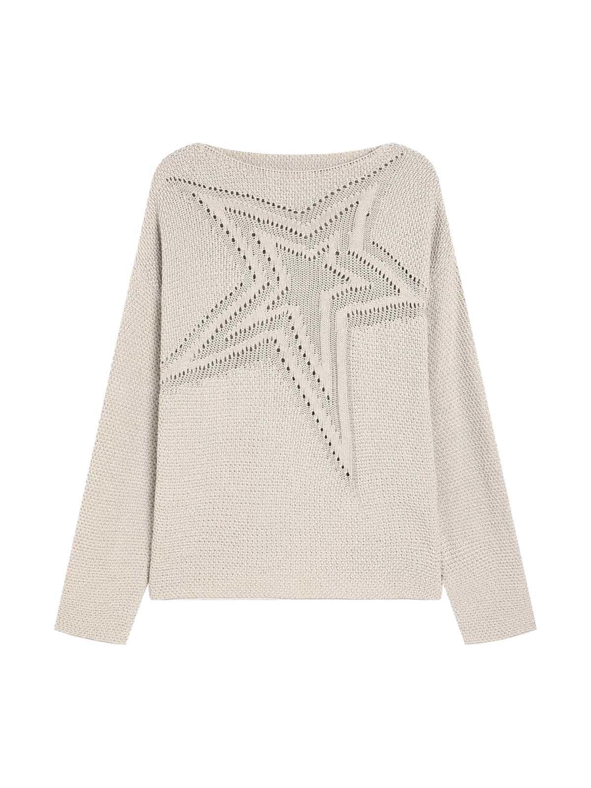 1984 Star Cutout Dropped Shoulder Knit Sweater SP240905COP7