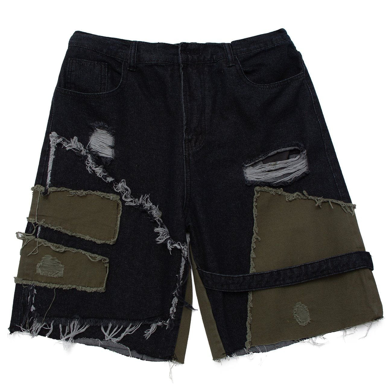 1984 Patchwork Irregular Ripped Hole Denim Short -1249 SP220321WRCU