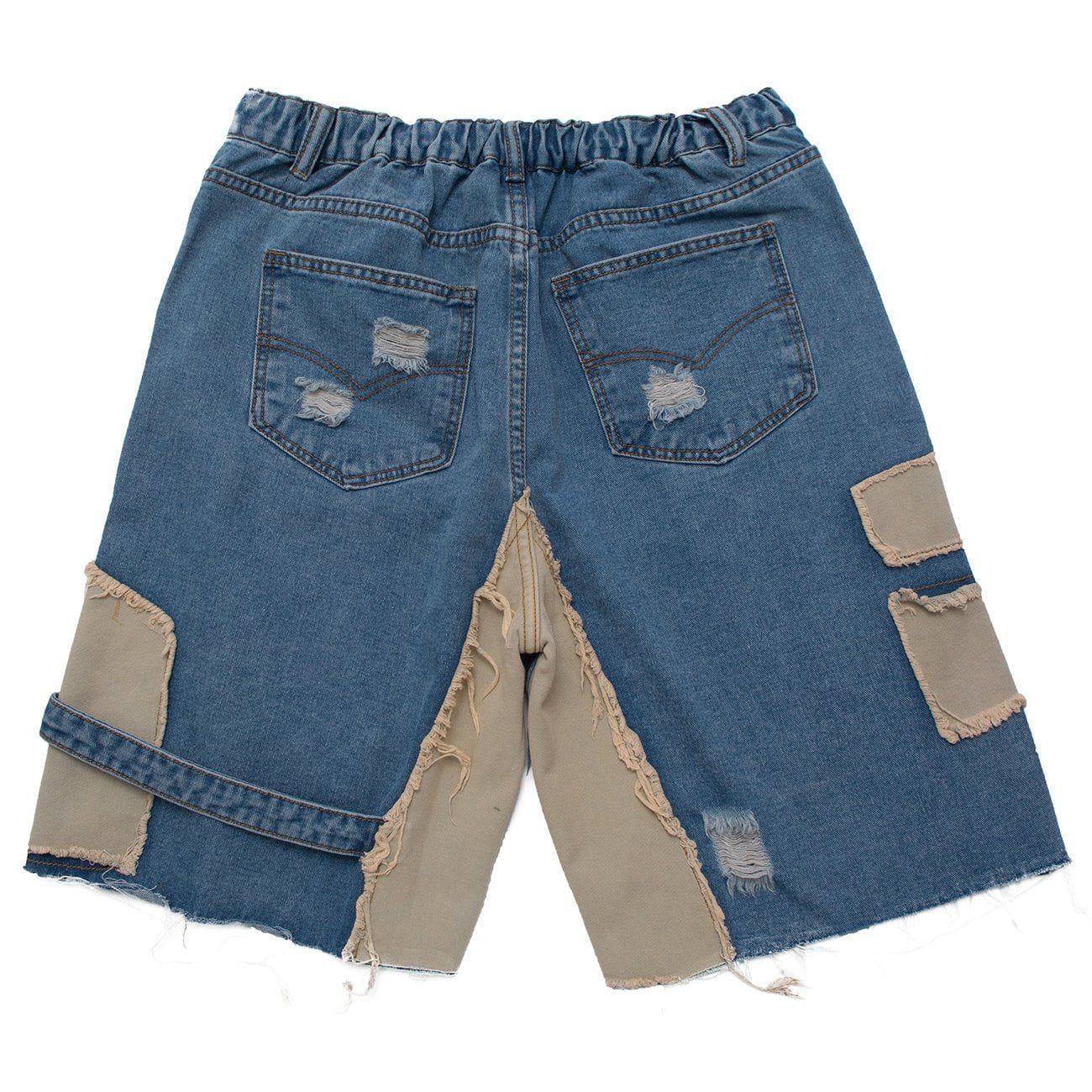 1984 Patchwork Irregular Ripped Hole Denim Short -1249 SP220321WRCU