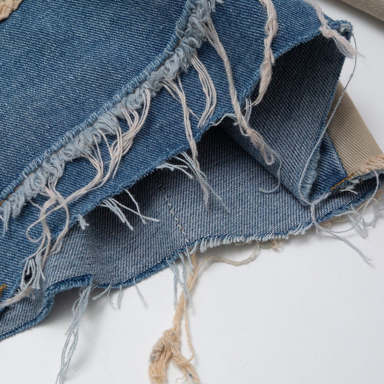 1984 Patchwork Irregular Ripped Hole Denim Short -1249 SP220321WRCU