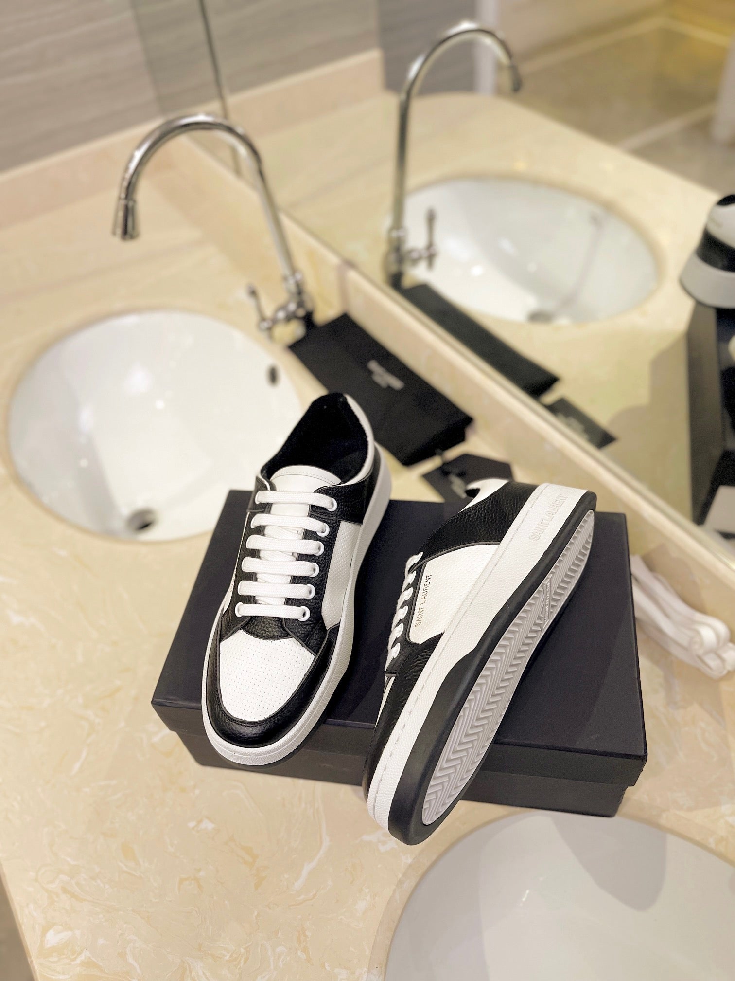 VSL Black and White Leather Sneakers-167