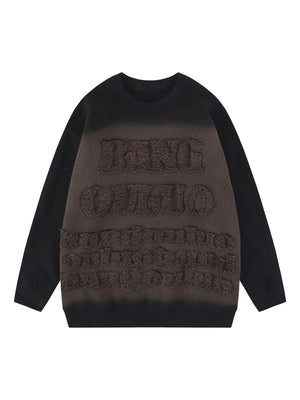 1984 Retro Letters Jacquard Crew Neck Sweater