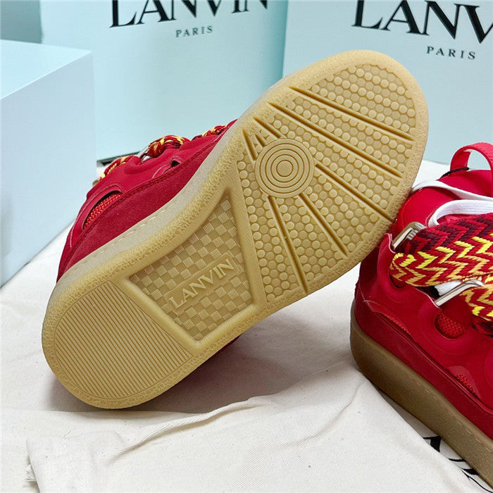 Premium Women New Leather Curb Sneakers Red Luxury Sneakers