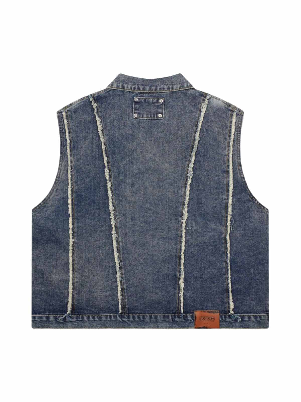 1984 Raw Edge split Washed Denim Vest