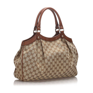 GG Brown Canvas Fabric GGssima Sukey Tote Italy