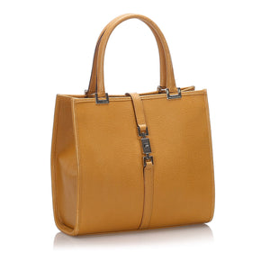 GG Brown Beige Calf Leather Jackie Tote Bag Italy