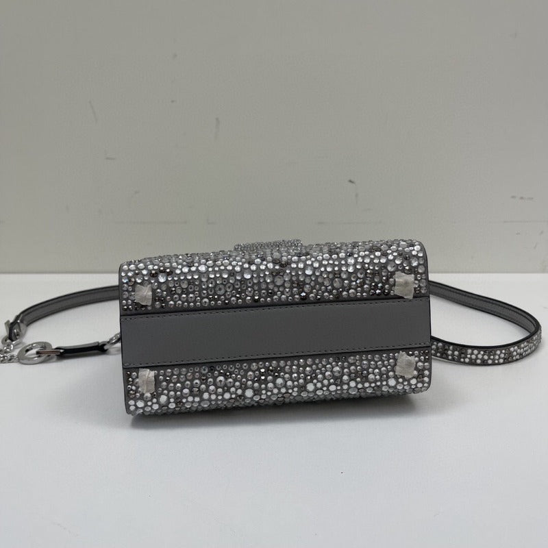 1984 - Crystal Mini Sequin Top Handle Bag Silver