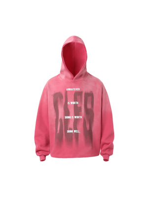 1984 Gradient Letter Distressed Pullover Hoodie