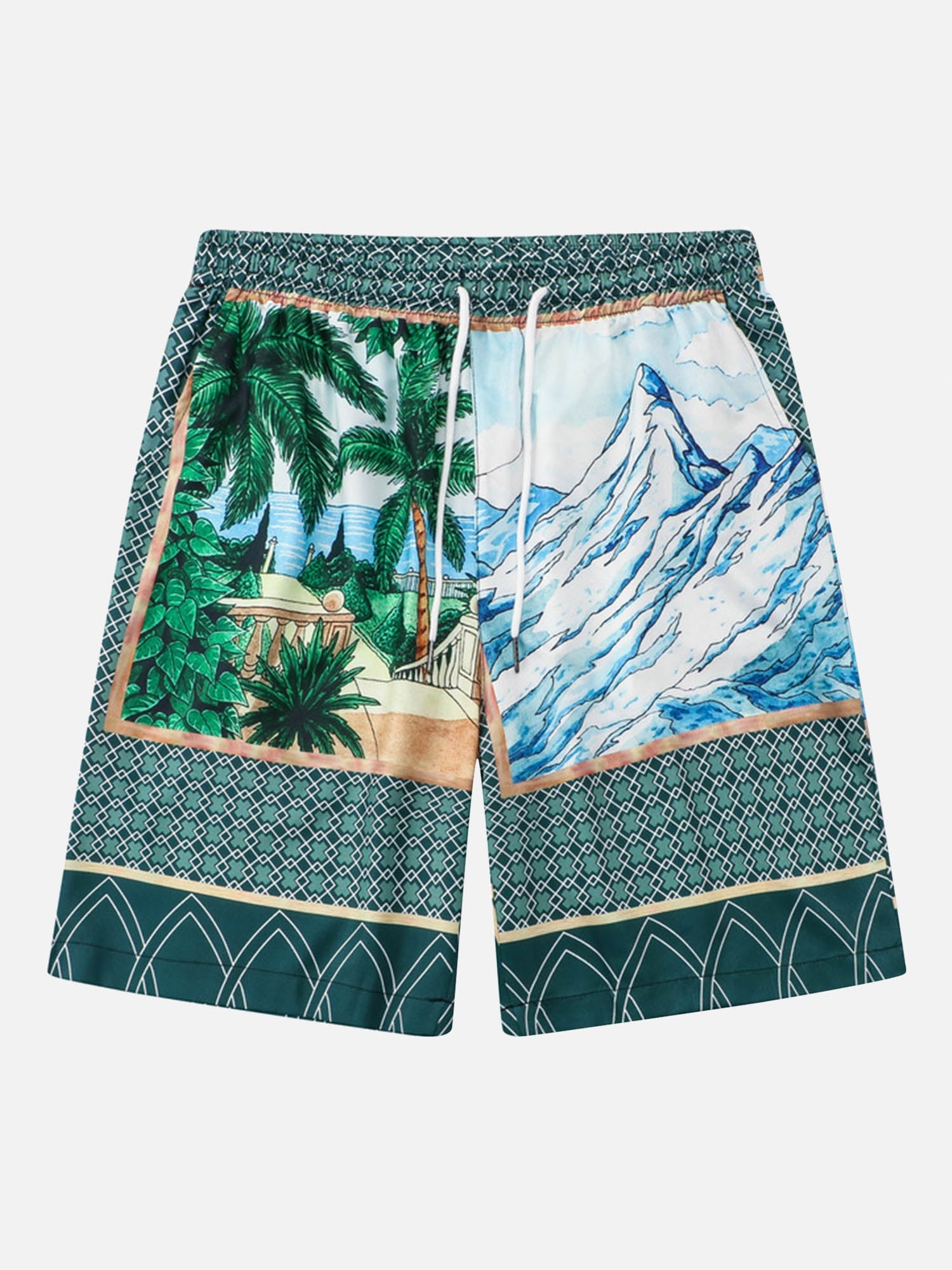 Mountain Coconut Grove Printed Hip-Hop Shirts Short Set SP240313K4EY