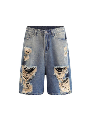 1984 Hip-hop Ripped Washed Denim Jorts