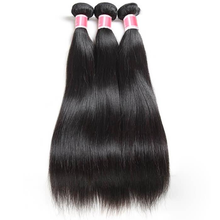 Peruvian Straight Hair 3/4 Bundle Deals Unprocessed Virgin Human Hair Extensions In Stock hermosahair