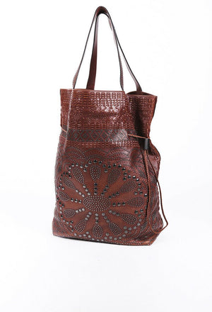 GG Studded Leather Drawstring Tote Bag