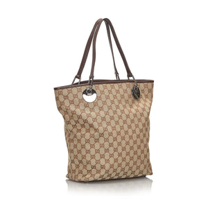 GG Brown Beige Canvas Fabric GG Eclipse Tote Bag Italy