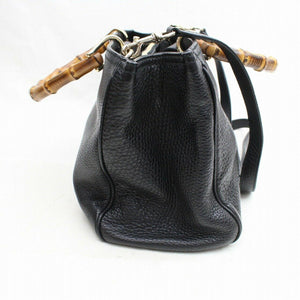 Brand Inspired GG Tote Bag Banboo 2way Black Leather (SHC7-10763)