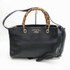 Brand Inspired GG Tote Bag Banboo 2way Black Leather (SHC7-10763)