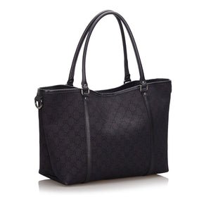 GG Black Canvas Fabric GG Tote Bag Italy