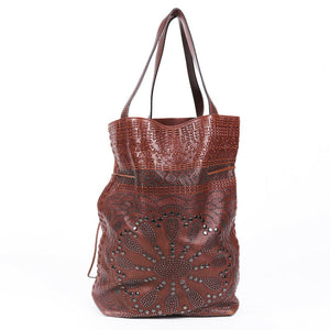 GG Studded Leather Drawstring Tote Bag