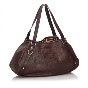 GG Brown Dark Others Leather GGssima Pelham Tote Italy