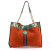 GG Bag Rajah Red Green Suede Sylvie Web Tote