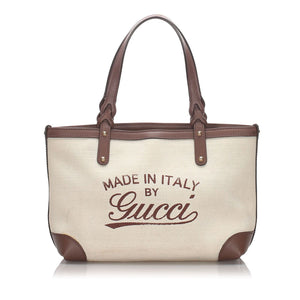 GG Brown Beige Canvas Fabric Craft Tote Bag Italy