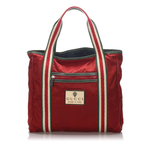 GG Red Nylon Fabric Tote Bag Italy