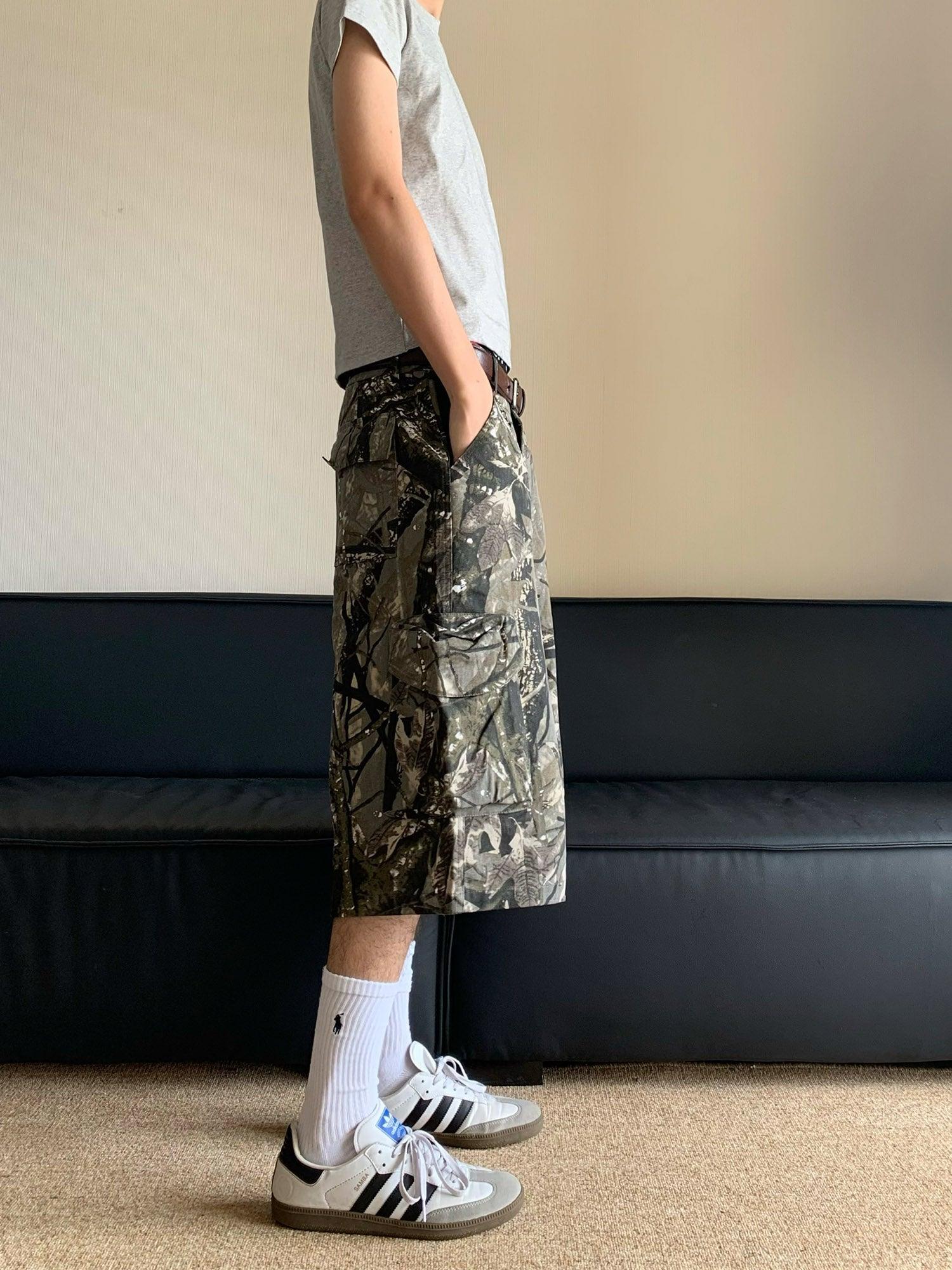 1984 Retro Camouflage Fallen Leaves Cargo Jorts - 2166