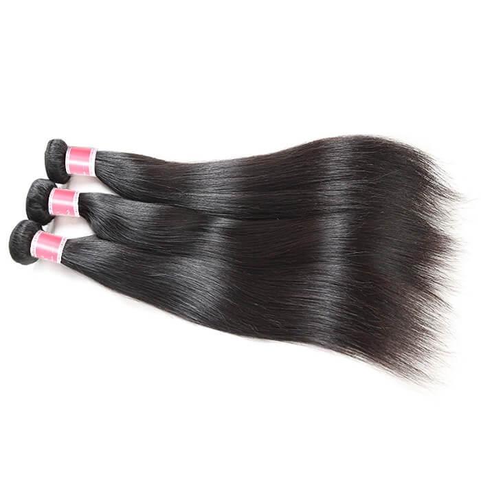 Peruvian Straight Hair 3/4 Bundle Deals Unprocessed Virgin Human Hair Extensions In Stock hermosahair