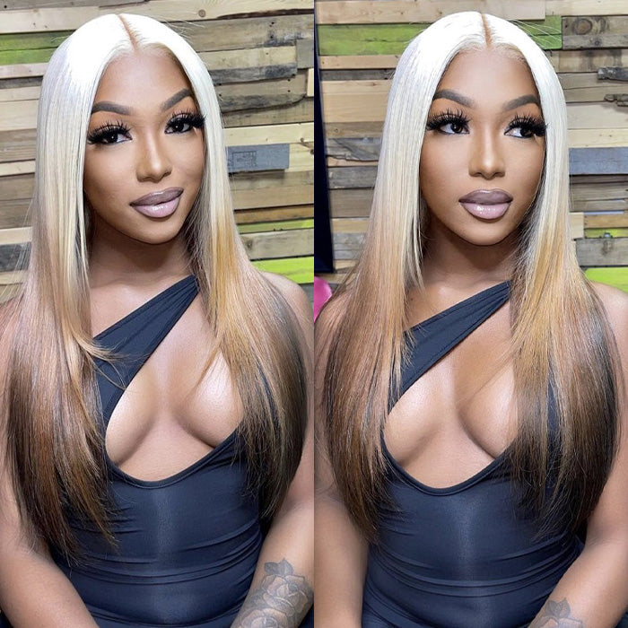 Ombre Lace Front Wig Straight Hair 613 Blonde Brown 13x4 5*5 Lace Front Human Hair Wigs hermosahair