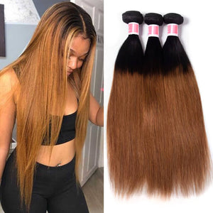 Ombre Malaysian Virgin Straight Hair 3/4 Bundles Deal Two Tone 1B/30 Human Hair Weave Extensions hermosahair