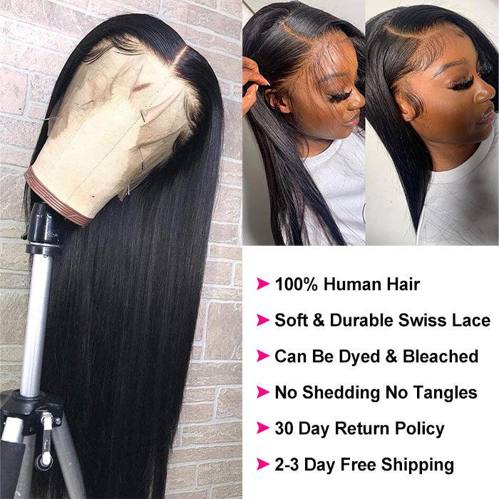 Straight 13*4 HD Lace Human Hair Wigs Transparent Glueless Lace Front Wig With Pre Plucked Hermosa Hair