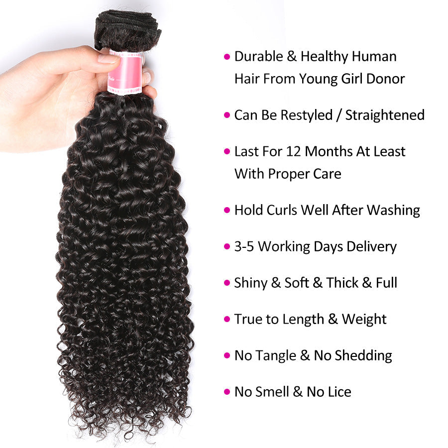 Wholesale Brazilian Curly Hair Weave 3 Bundles with 13x4 Lace Frontal Hermosa Hair