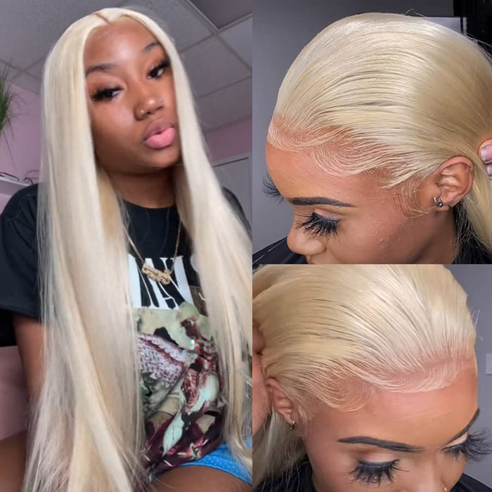 613 Blonde Straight 13x6 HD Lace Front Human Hair Wigs Pre Plucked hermosahair