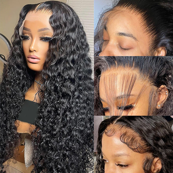 13x6 Full Frontal HD Lace Wig Water Wave Pre Bleached Knots Human Hair Wigs - 1984brand