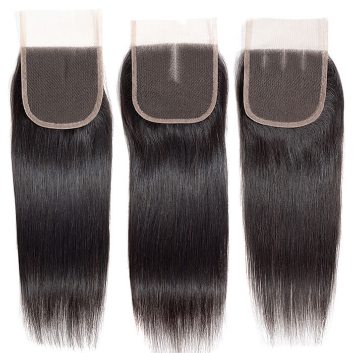 Peruvian Straight Hair 3 Bundles with 4*4 Closure Soft Unprocessed Virgin Human Hair Hermosa Hair