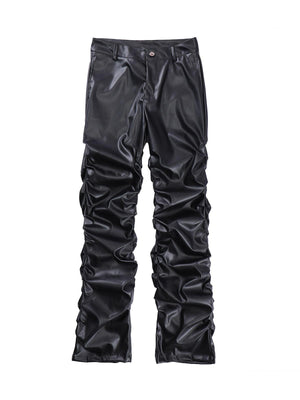 1984 Punk Style Pleated Leather Pants - 2195